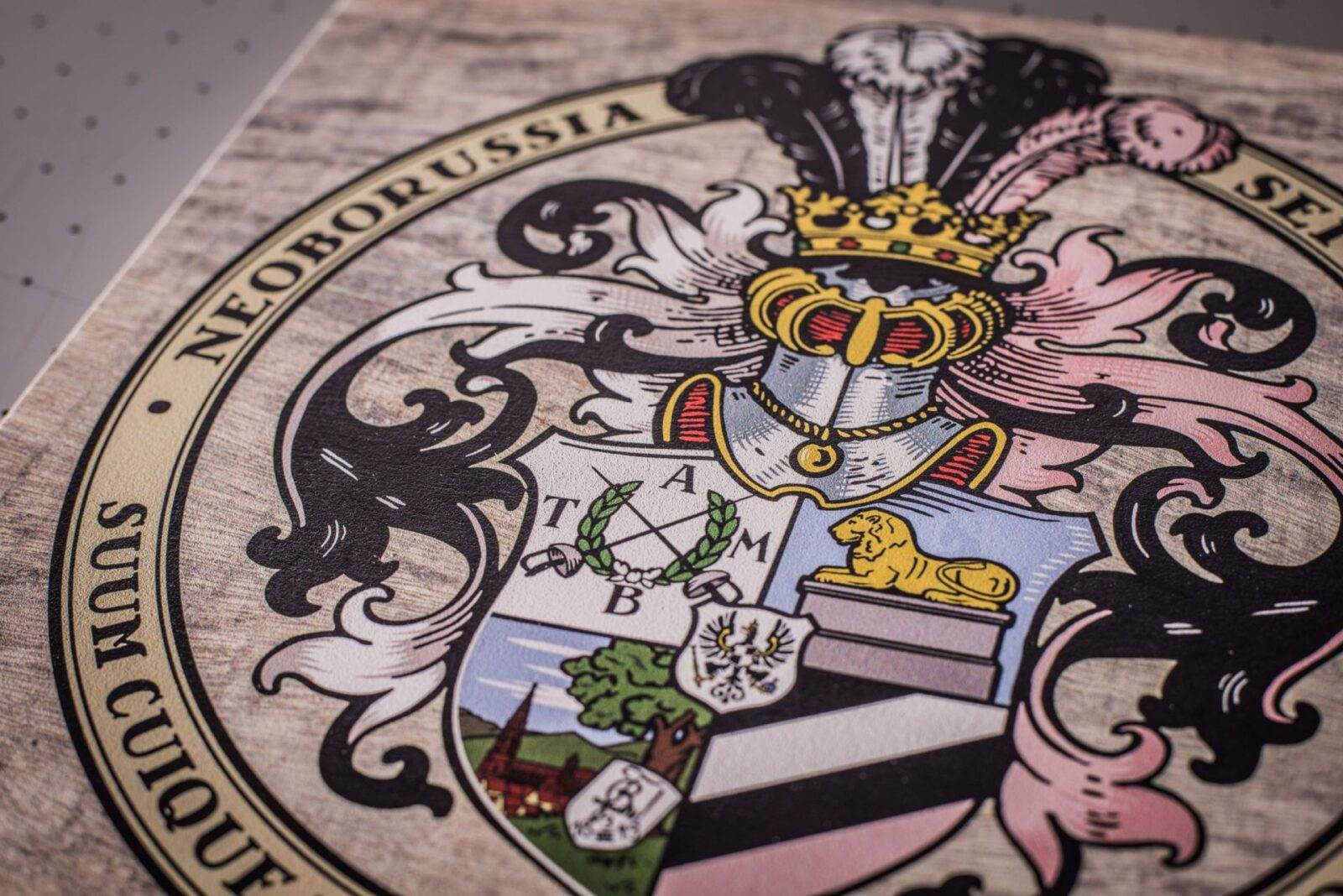 Wappen auf Holz Holzdrucke zu Weihnachten