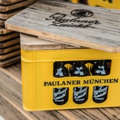 Bierkistenauflage aus Holz für Paulaner Zwickl