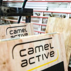 Detailansicht eines von bedruckten Aufstellern