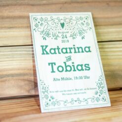 Einladungskarte zur Hochzeitauf dünnem Holz / Holzdrucke für Hochzeiten