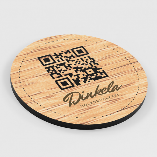 Runde QR-Code Karte aus Holz